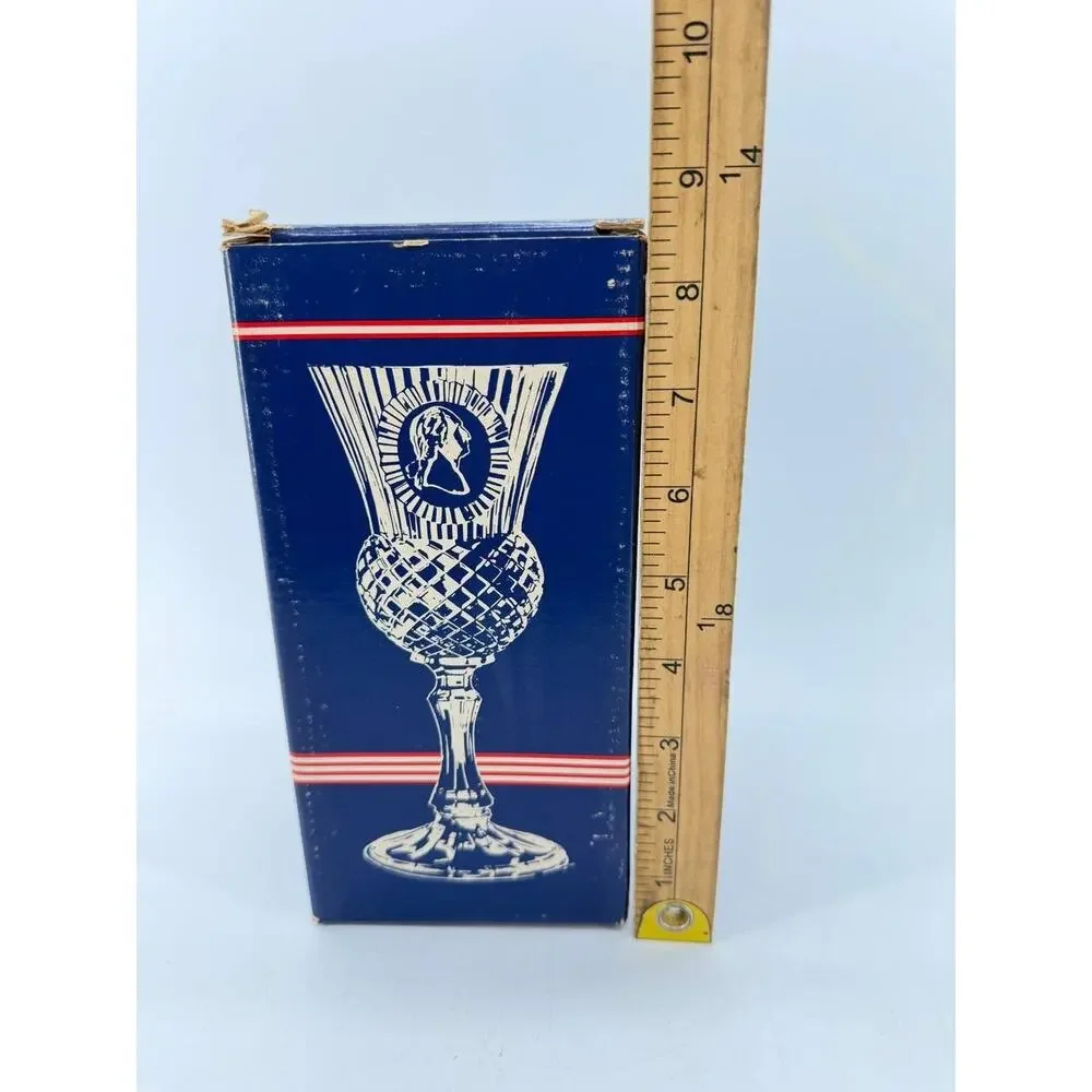 Avon Fostoria George Washington Blue Glass Goblet New Open Box 1.70 lb